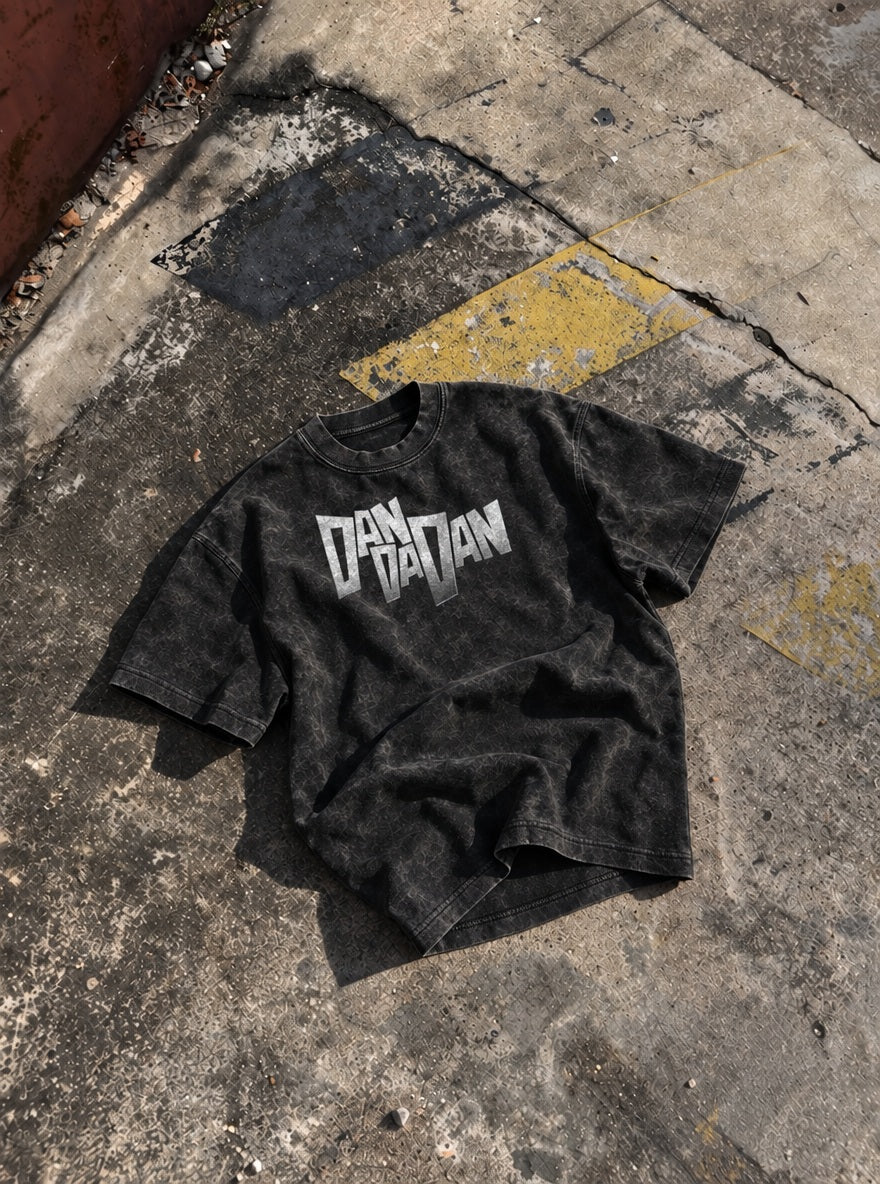 White Title Logo – T-Shirt – flat-lay | Dandadan