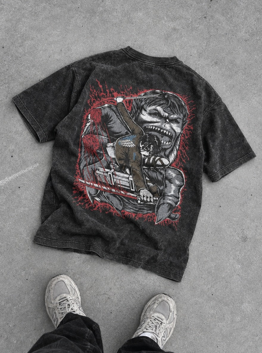 Levi vs Zeke – T-Shirt – flat-lay | Attack on Titan
