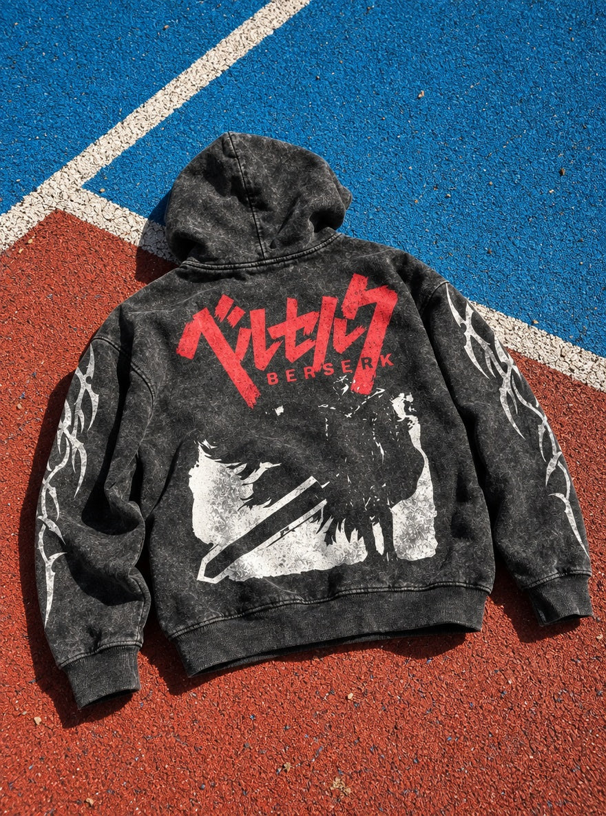Guts Ink Silhouette – Hoodie – flat-lay | Berserk