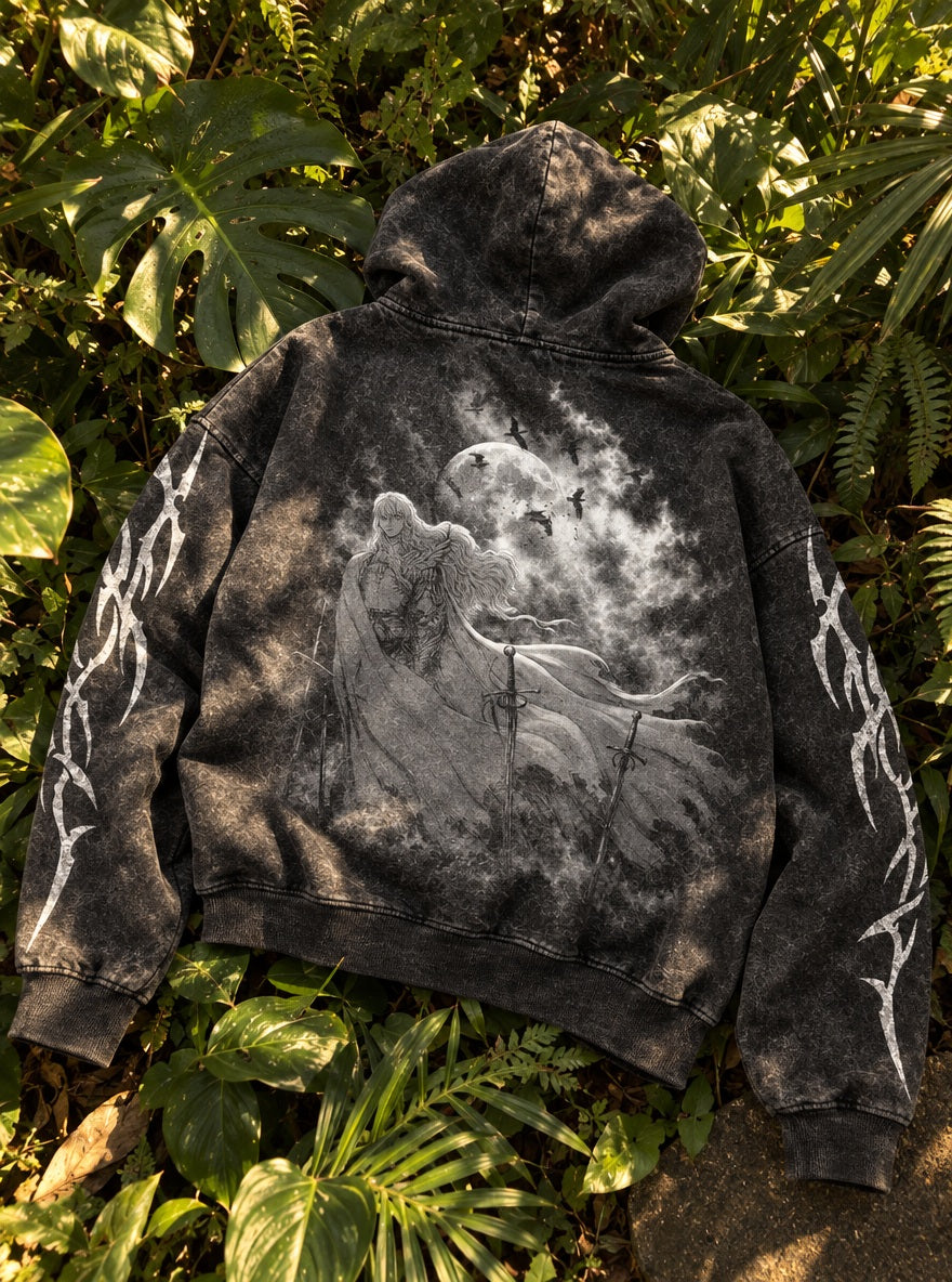Moonlit Griffith – Hoodie – flat-lay | Berserk