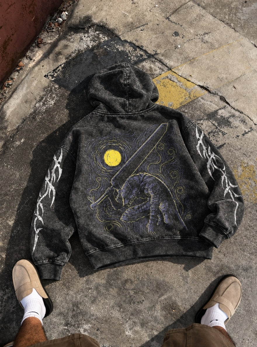 Starry Night Guts – Hoodie – flat-lay | Berserk