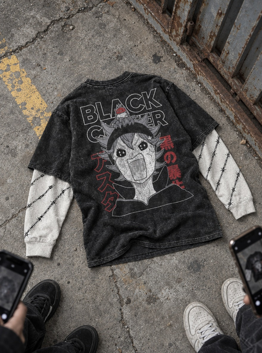 Asta & Nero – Double Sleeves – flat-lay | Black Clover