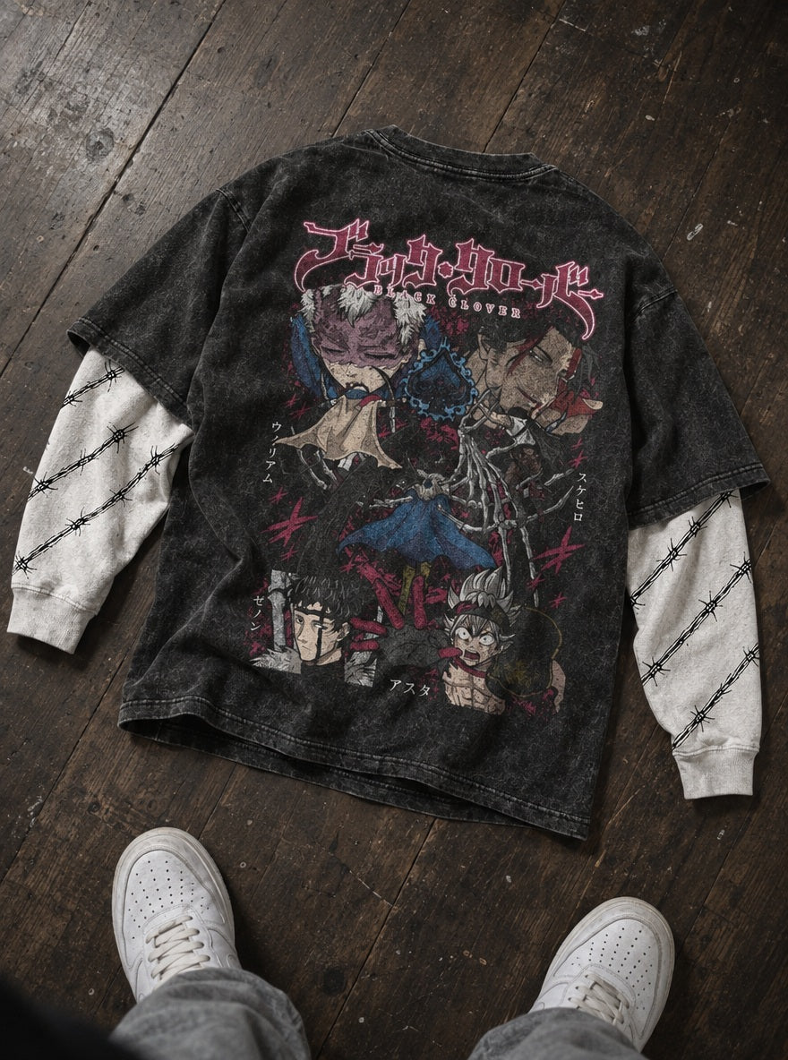 Captains vs Zenon – Double Sleeves – flat-lay | Black Clover