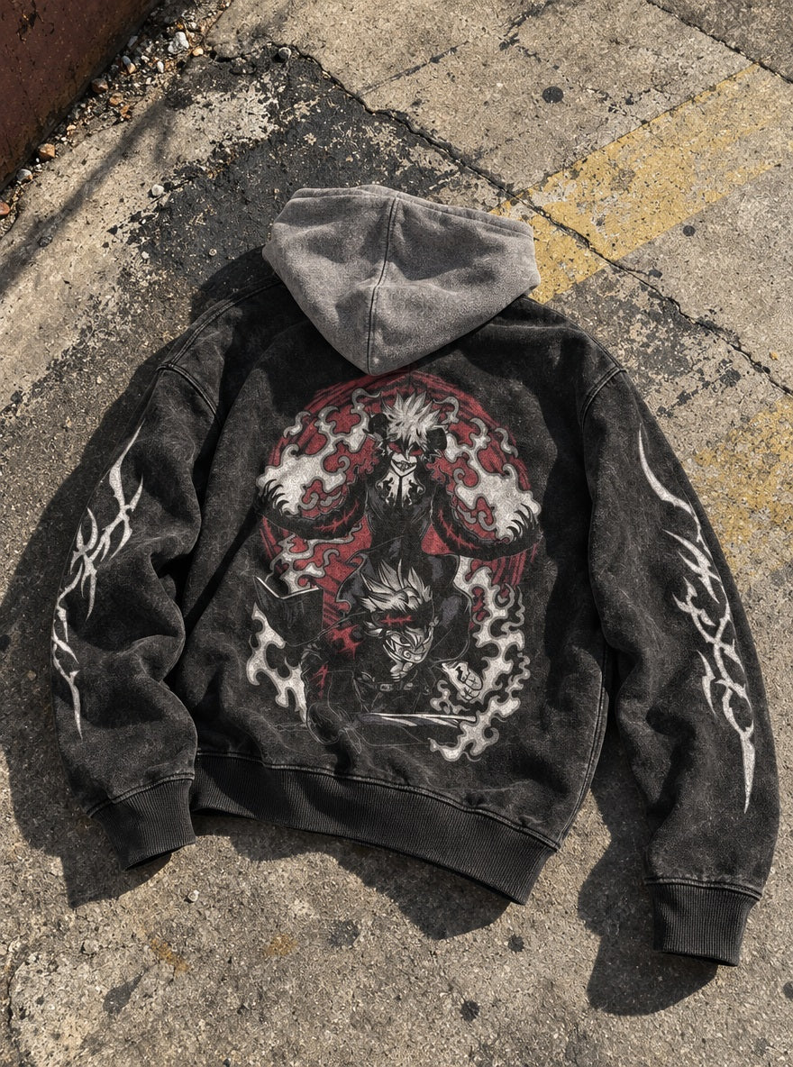 Asta Anti-Magic – Black & Grey Hoodie – flat-lay | Black Clover