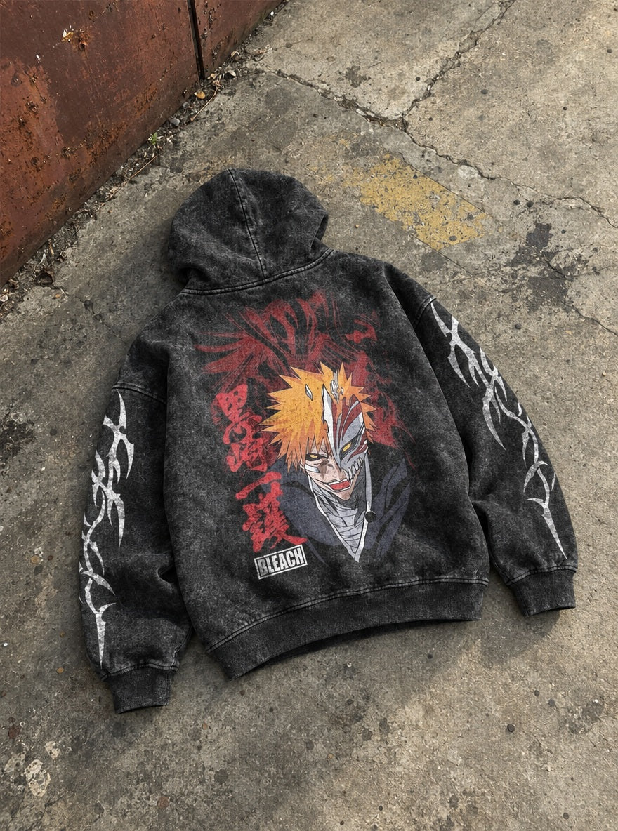 Crimson Mask Ichigo – Hoodie – flat-lay | Bleach
