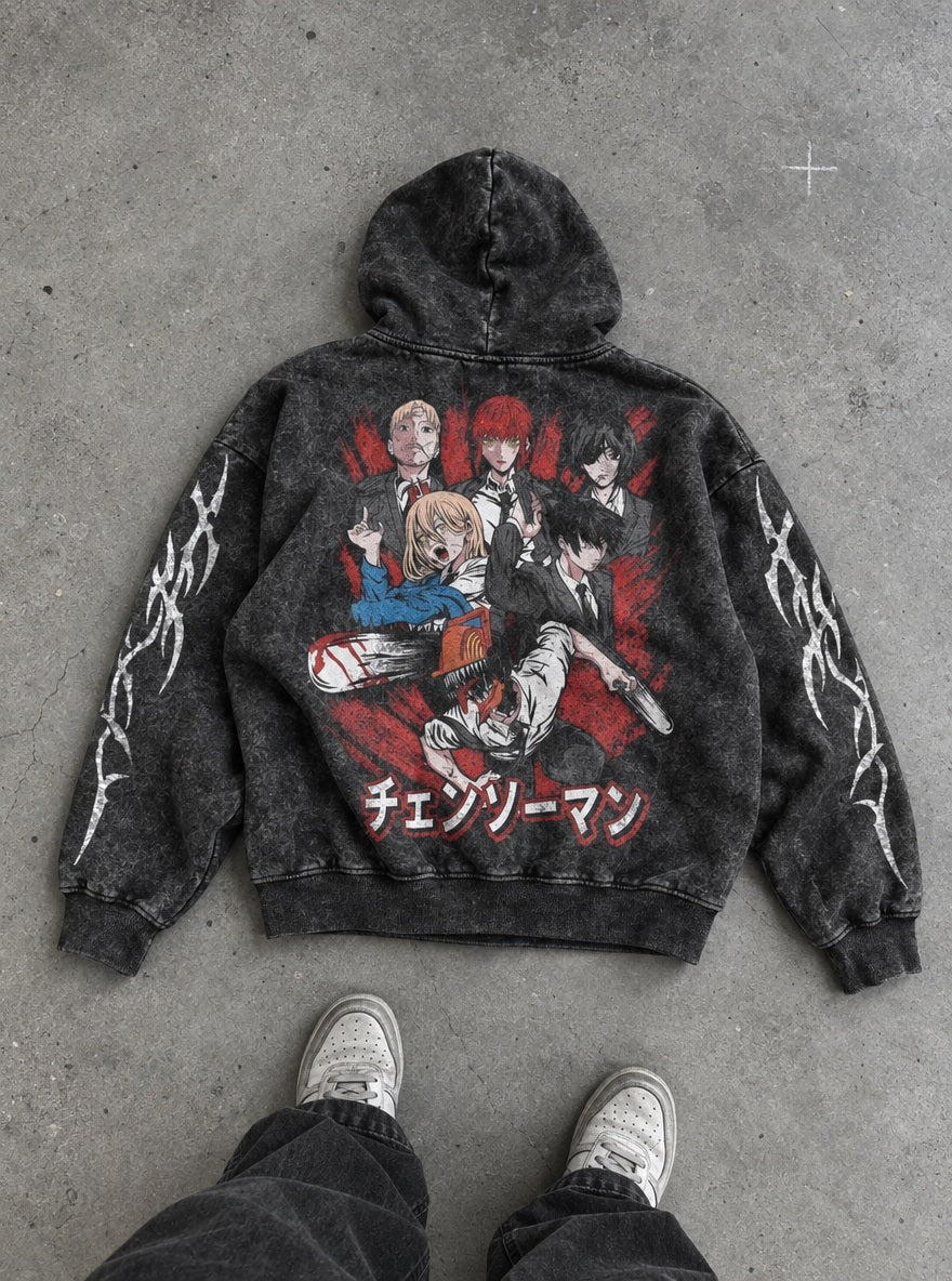 Public Safety Squad – Hoodie – flat-lay | Chainsaw Man