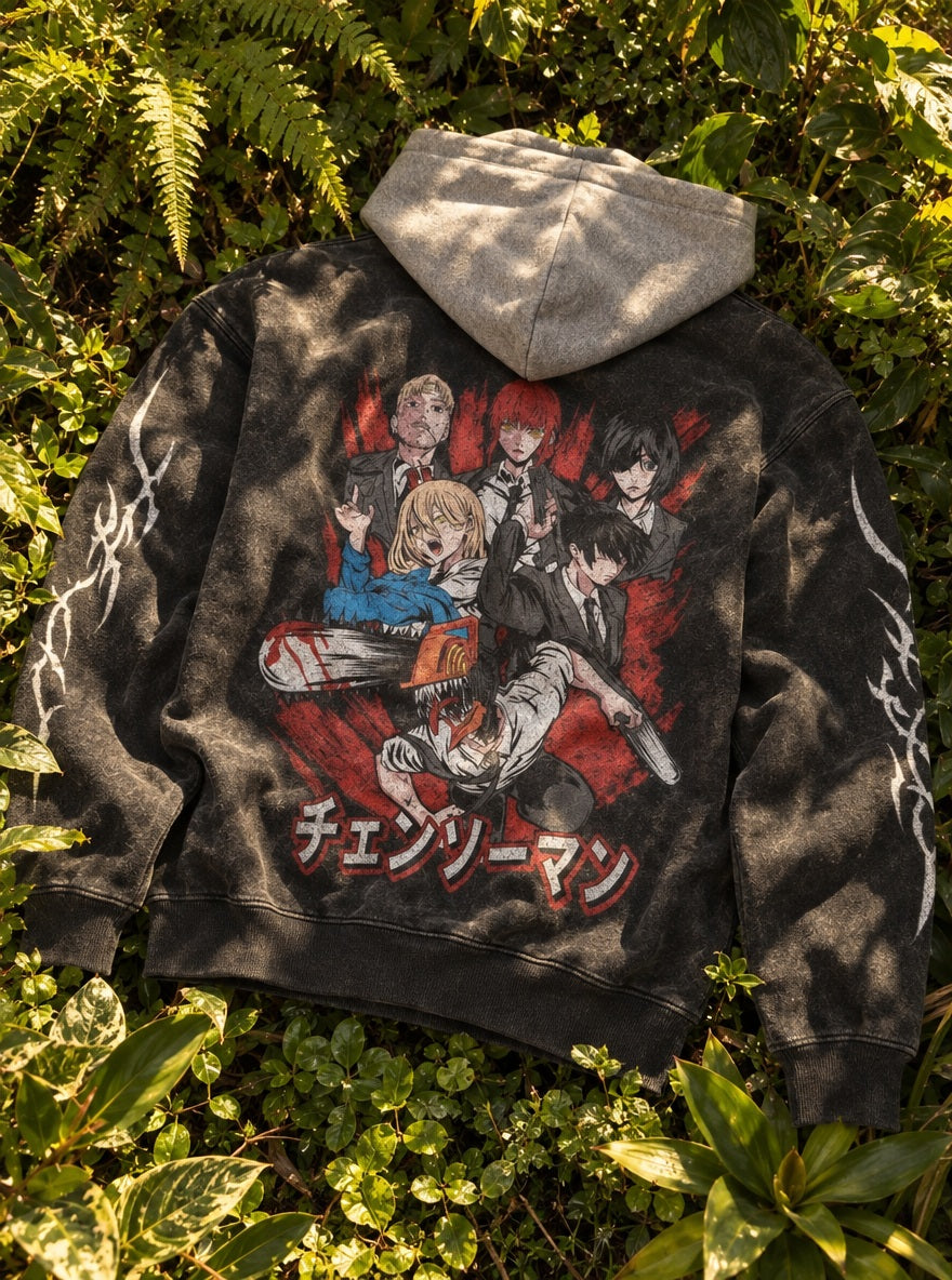 Public Safety Squad – Black & Grey Hoodie – flat-lay | Chainsaw Man