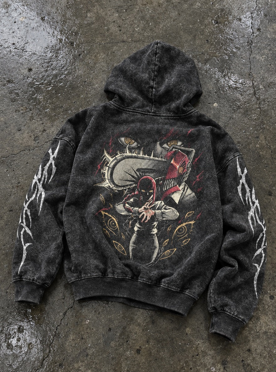 Makima's Leash – Hoodie – flat-lay | Chainsaw Man