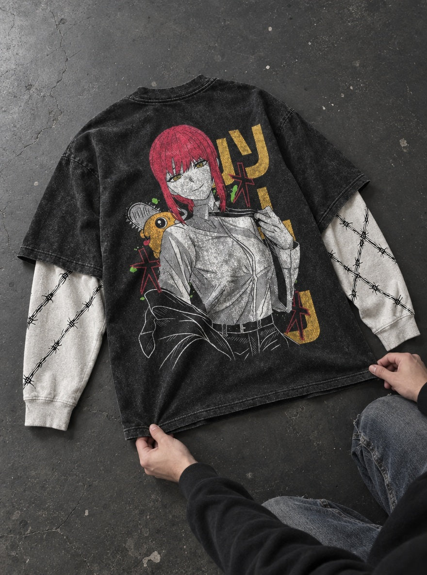 Makima & Pochita – Double Sleeves – flat-lay | Chainsaw Man