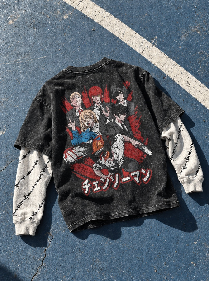 Public Safety Squad – Double Sleeves – flat-lay | Chainsaw Man