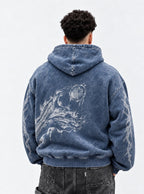 Blue Faded Hoodie – Behelit Grasp – model shot | Berserk