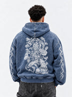Blue Faded Hoodie – Gear 5 Barrage – model shot | One Piece