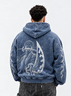 Blue Faded Hoodie – Zoro Neon Slash – model shot | One Piece