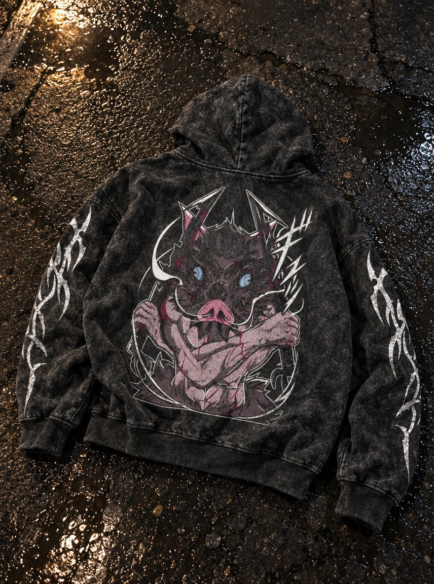 Boar Head – Hoodie – flat-lay | Demon Slayer
