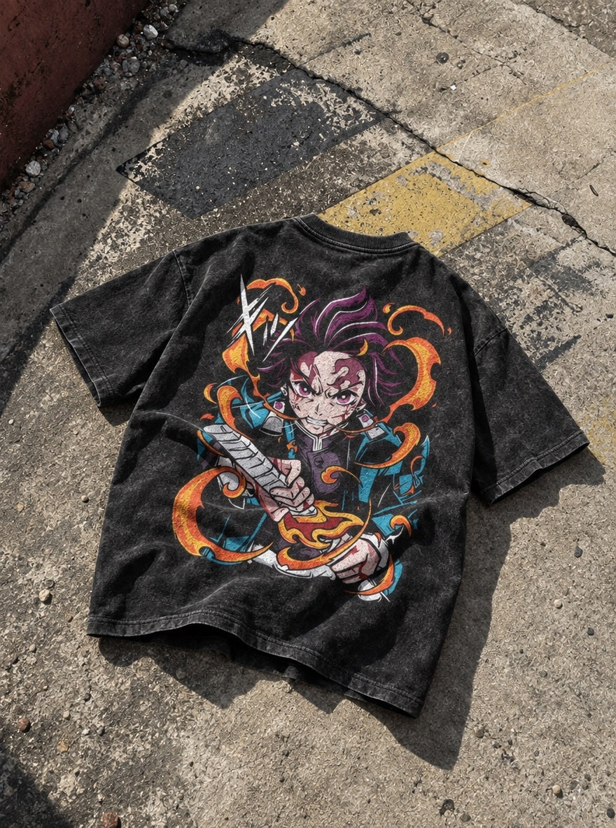 Tanjiro Duo – T-Shirt – flat-lay | Demon Slayer