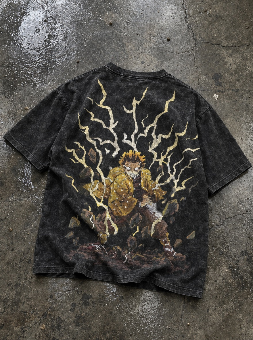 Zenitsu Thunder – T-Shirt – flat-lay | Demon Slayer