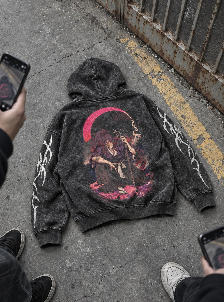 Moonlit Blade – Hoodie – flat-lay | Demon Slayer