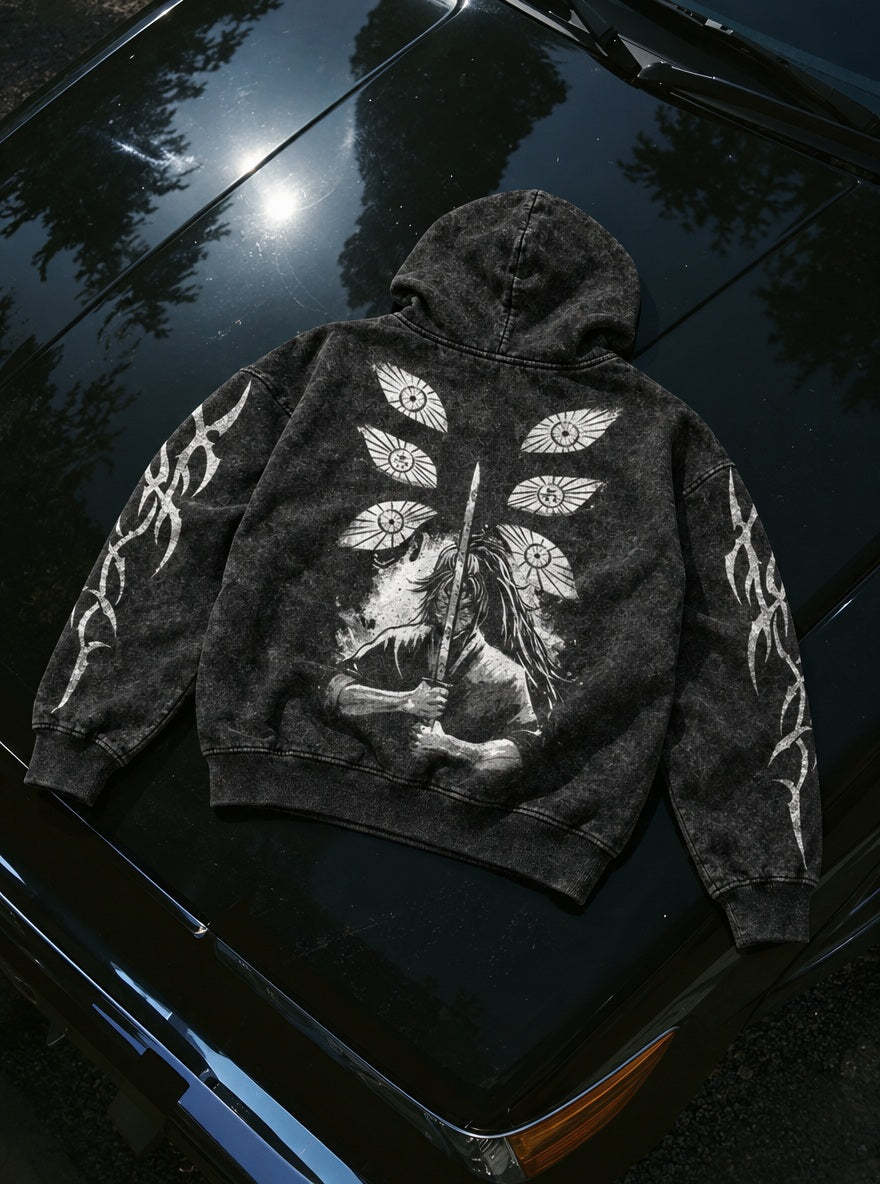 Kokushibo Eclipse – Hoodie – flat-lay | Demon Slayer