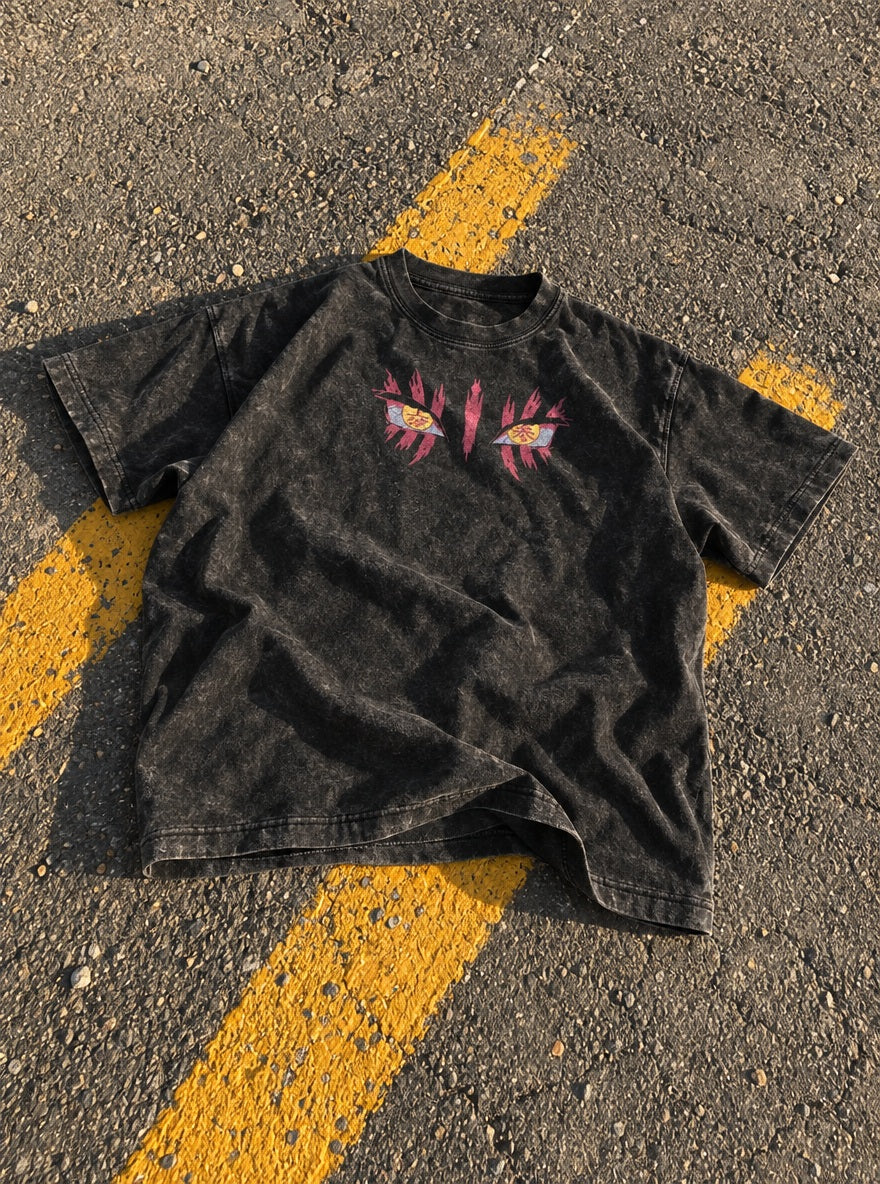 Akaza Eyes – T-Shirt – flat-lay | Demon Slayer