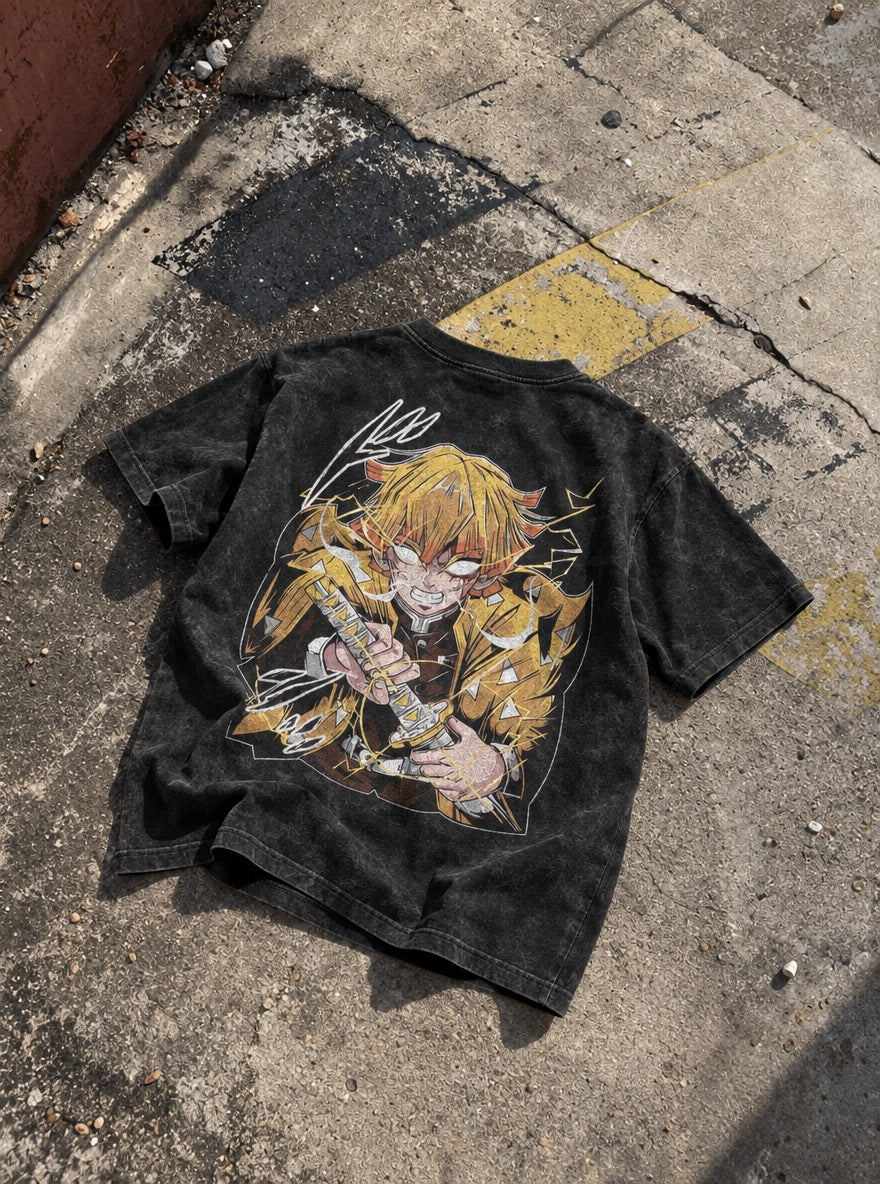 Zenitsu Fury – T-Shirt – flat-lay | Demon Slayer
