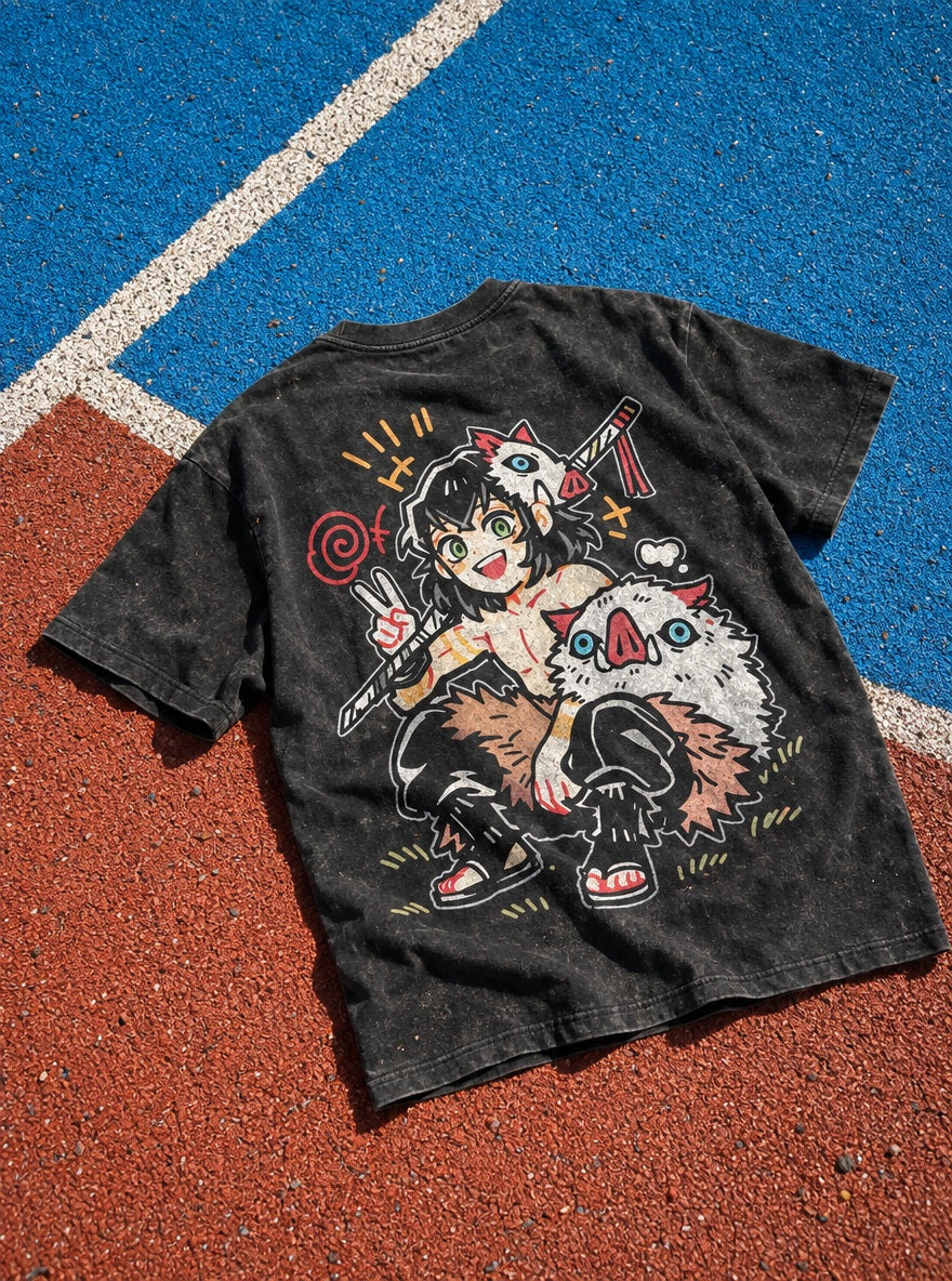 Inosuke Chibi – T-Shirt – flat-lay | Demon Slayer