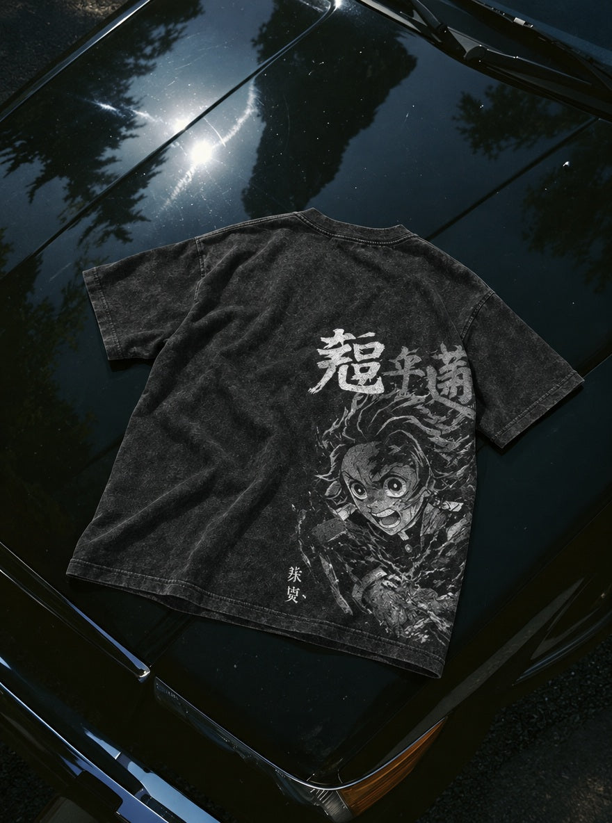 Tanjiro Mono – T-Shirt – flat-lay | Demon Slayer