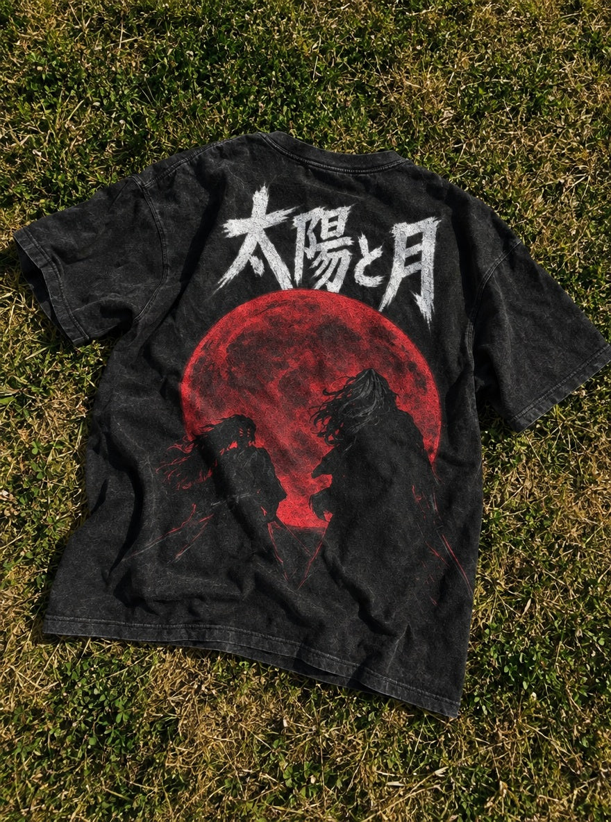 Sun and Moon – T-Shirt – flat-lay | Demon Slayer