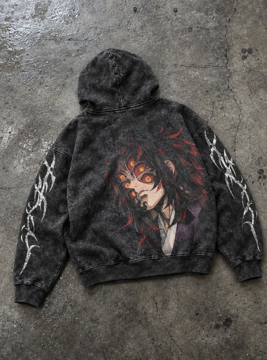 Kokushibo Gaze – Hoodie – flat-lay | Demon Slayer