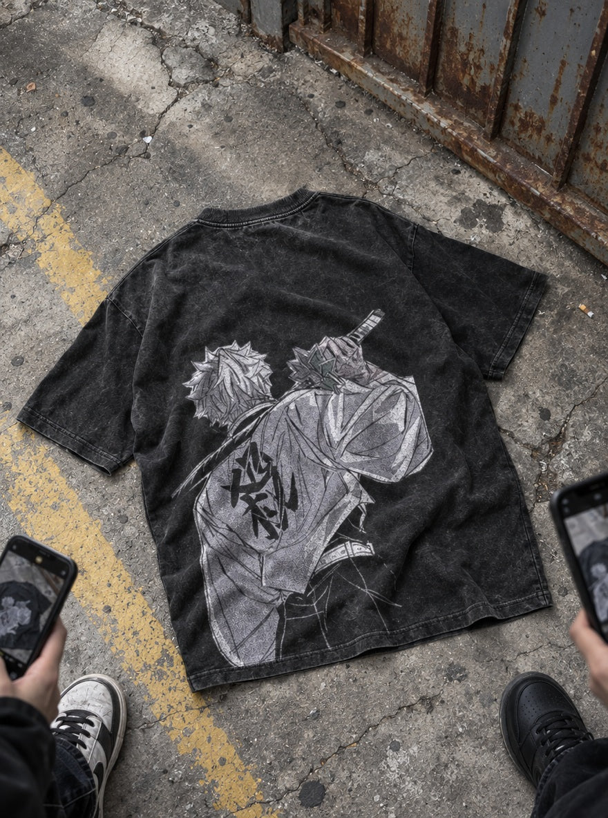 Sanemi Back – T-Shirt – flat-lay | Demon Slayer