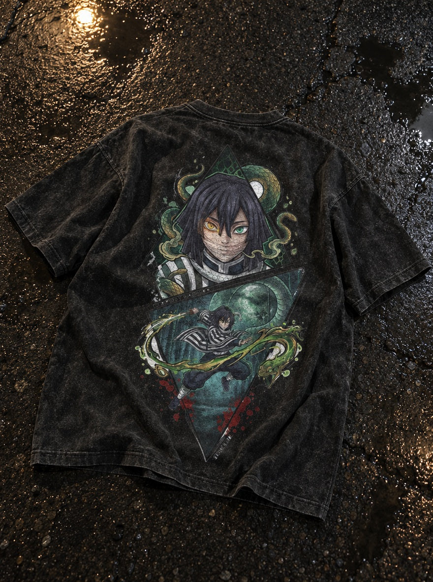 Obanai Serpent – T-Shirt – flat-lay | Demon Slayer