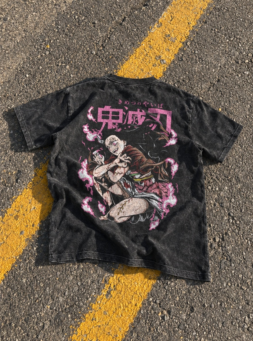 Nezuko Rage – T-Shirt – flat-lay | Demon Slayer