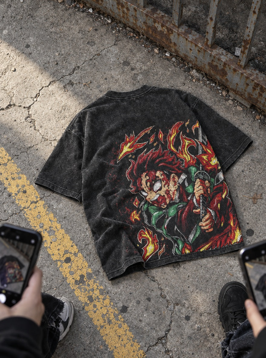 Tanjiro Inferno – T-Shirt – flat-lay | Demon Slayer