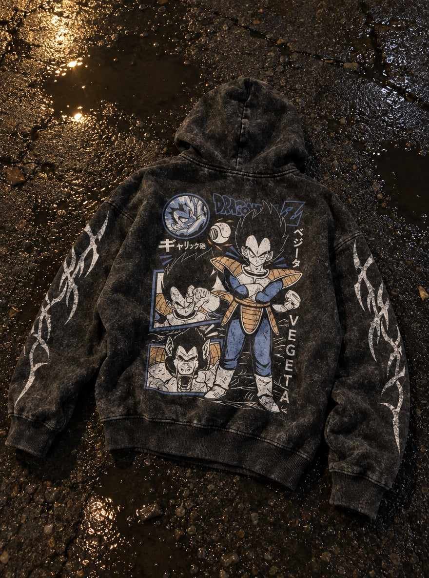 Vegeta Galick Gun – Hoodie – flat-lay | Dragon Ball