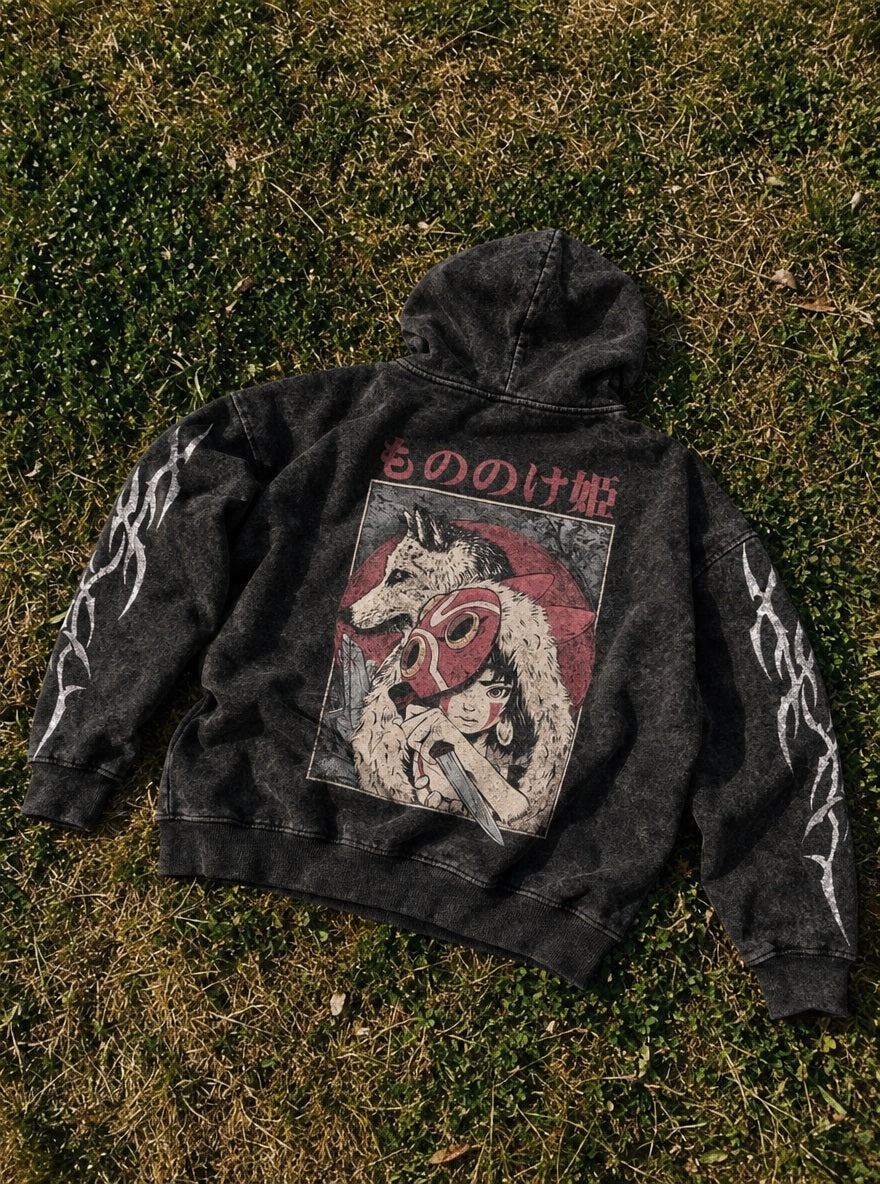 Wolf Princess San – Hoodie – flat-lay | Ghibli