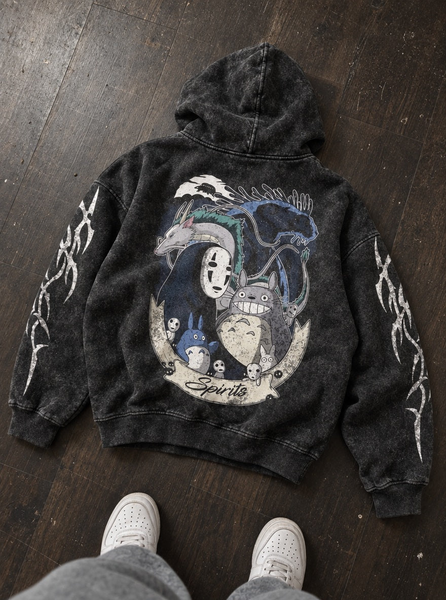 Forest Spirits – Hoodie – flat-lay | Ghibli
