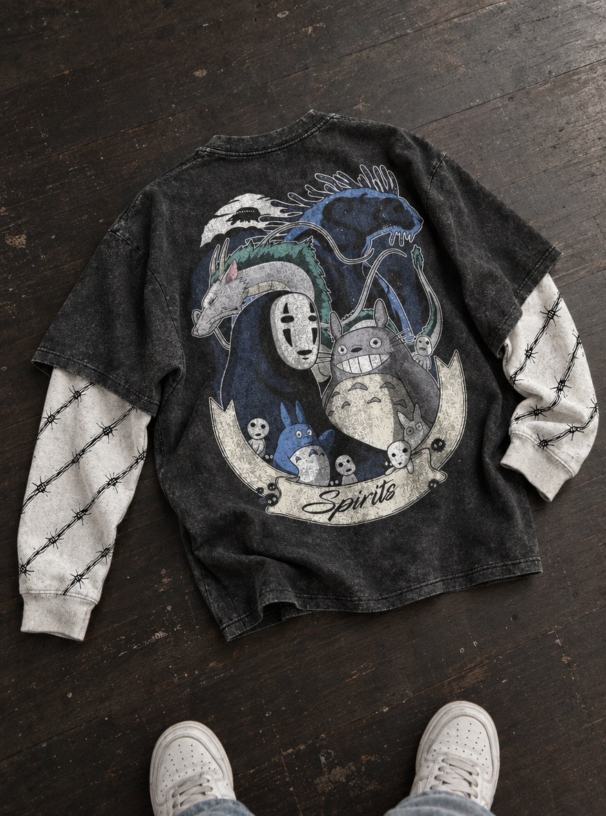 Forest Spirits – Double Sleeves – flat-lay | Ghibli