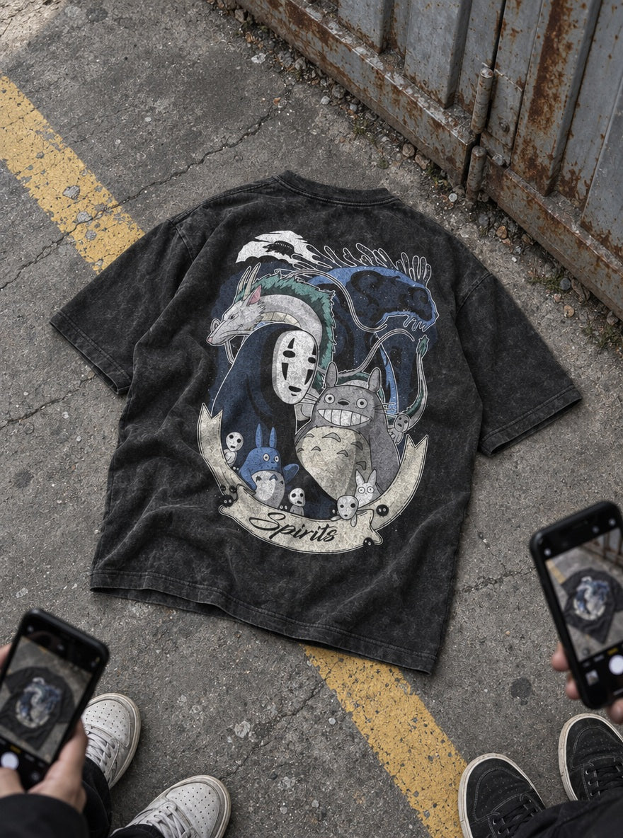 Forest Spirits – T-Shirt – flat-lay | Ghibli