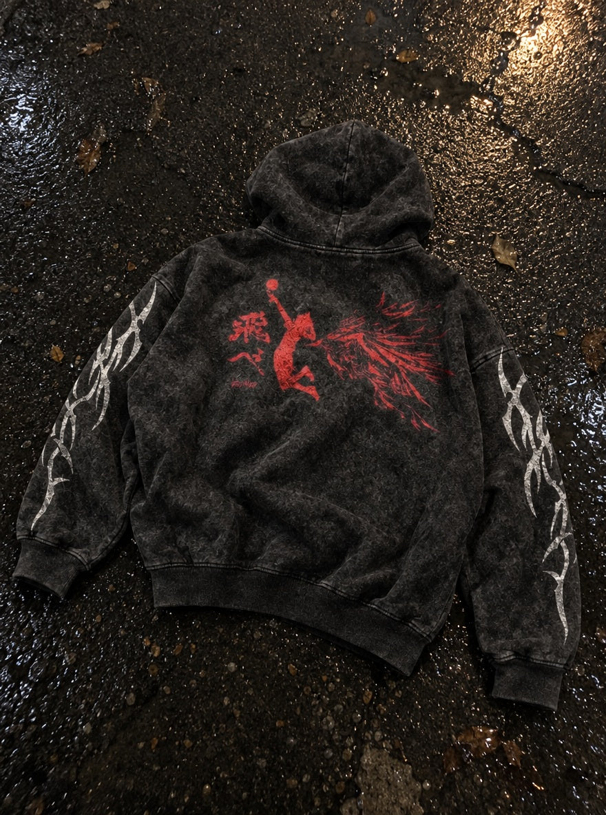 Hinata Crimson Leap – Hoodie – flat-lay | Haikyuu