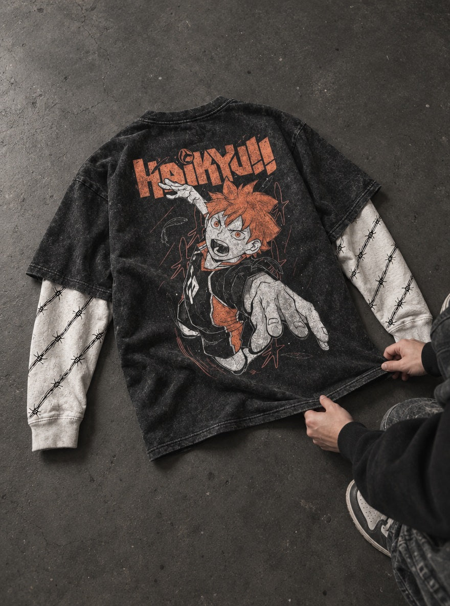 Hinata Charge – Double Sleeves – flat-lay | Haikyuu
