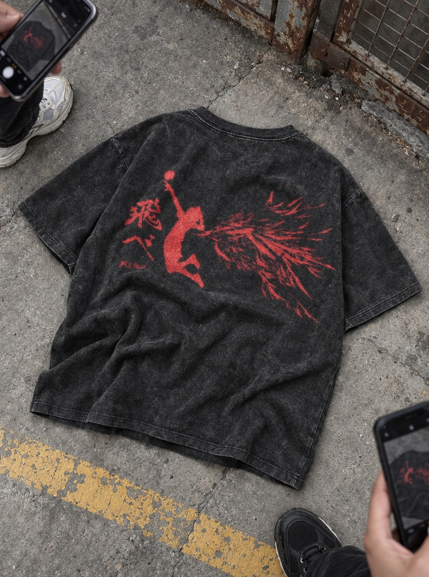 Hinata Crimson Leap – T-Shirt – flat-lay | Haikyuu