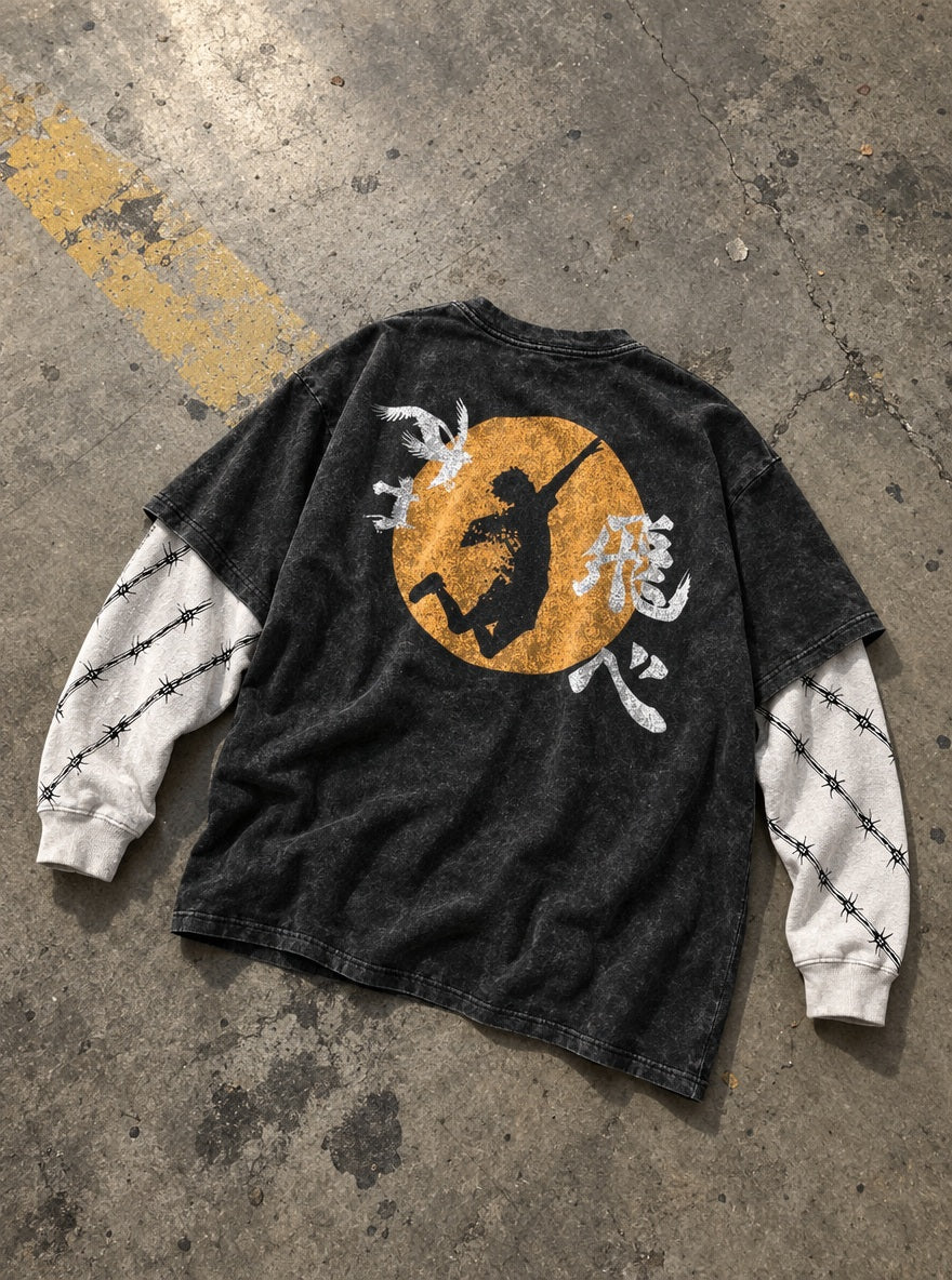 Hinata Sun Jump – Double Sleeves – flat-lay | Haikyuu