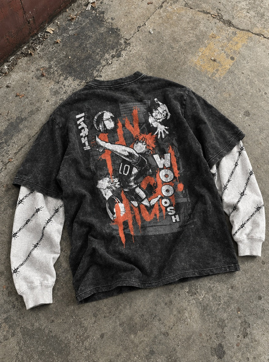 Hinata Spike – Double Sleeves – flat-lay | Haikyuu