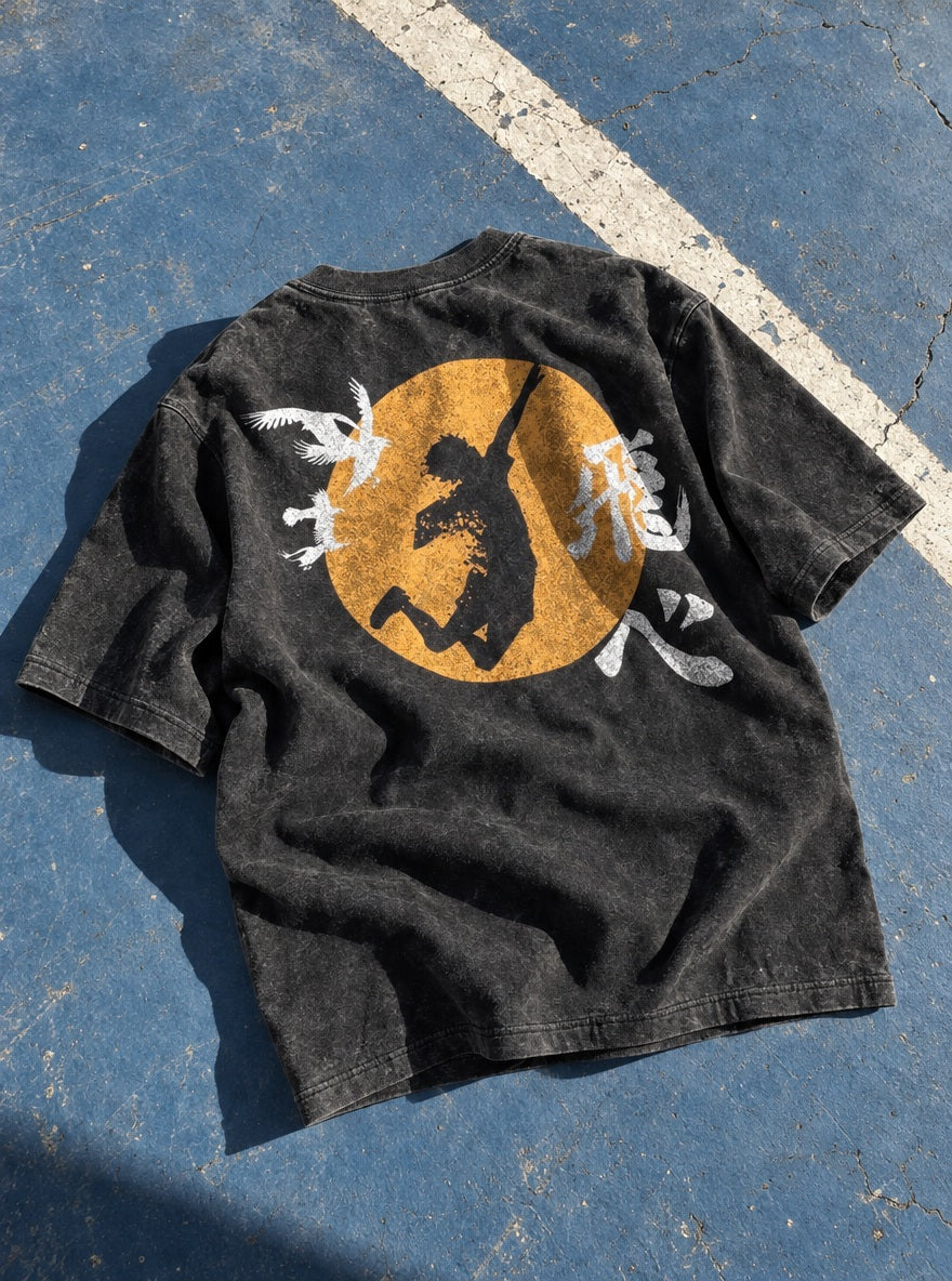 Hinata Sun Jump – T-Shirt – flat-lay | Haikyuu