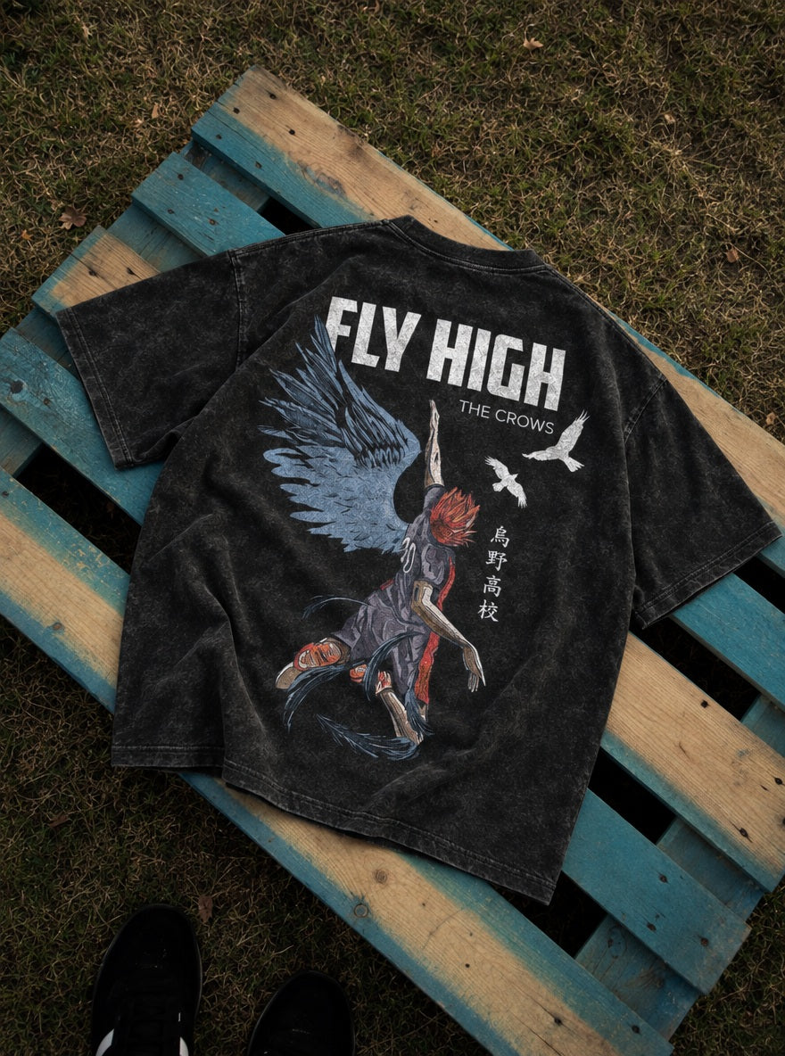 Hinata Crow Wings – T-Shirt – flat-lay | Haikyuu