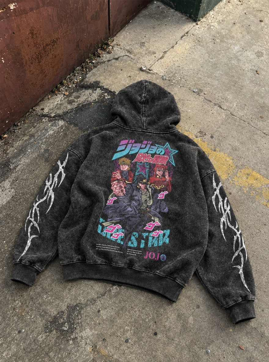 Joestar Showdown – Hoodie – flat-lay | JoJo