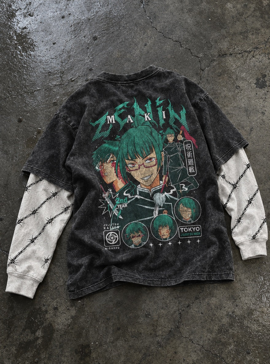 Maki Zenin – Double Sleeves – flat-lay | Jujutsu Kaisen