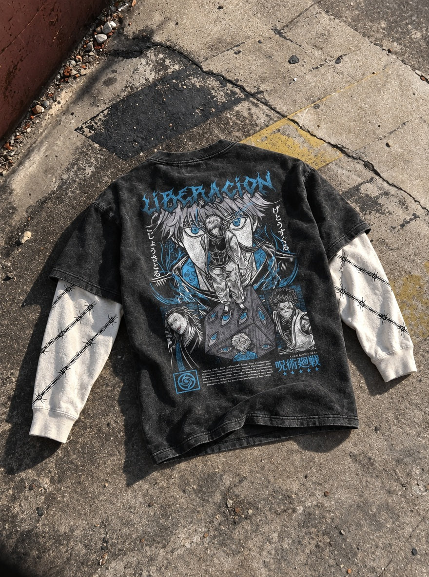 Gojo Unsealed – Double Sleeves – flat-lay | Jujutsu Kaisen