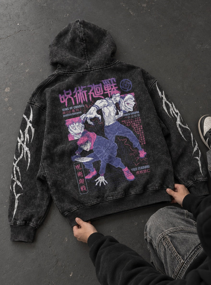 Yuji & Sukuna – Hoodie – flat-lay | Jujutsu Kaisen
