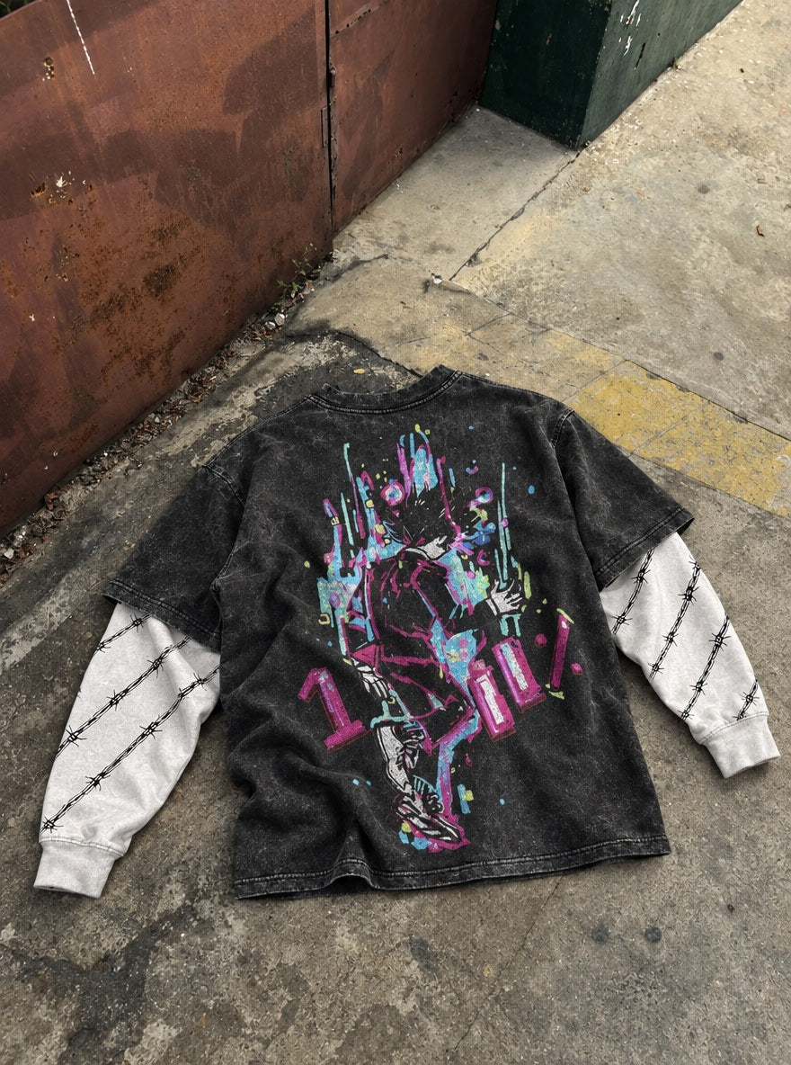 Mob Paint Splash – Double Sleeves – flat-lay | Mob Psycho 100