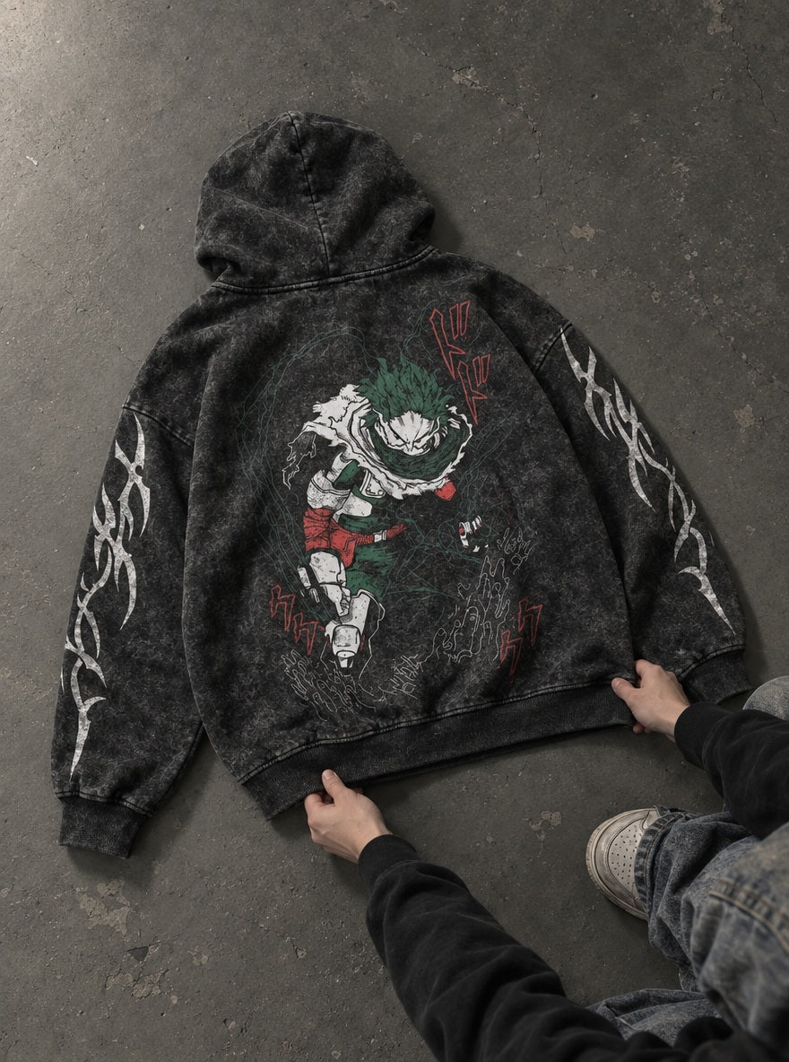 Deku Full Cowl – Hoodie – flat-lay | My Hero Academia